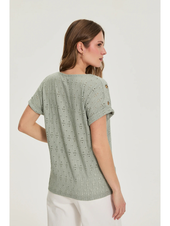 Moodo Azurna bluza maslinasto zelena Moodo