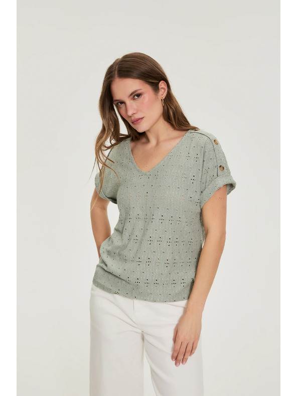 Moodo Azurna bluza maslinasto zelena Moodo
