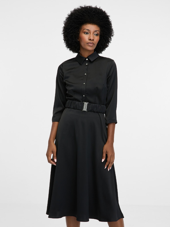 Orsay Crna ženska haljina do koljena ORSAY