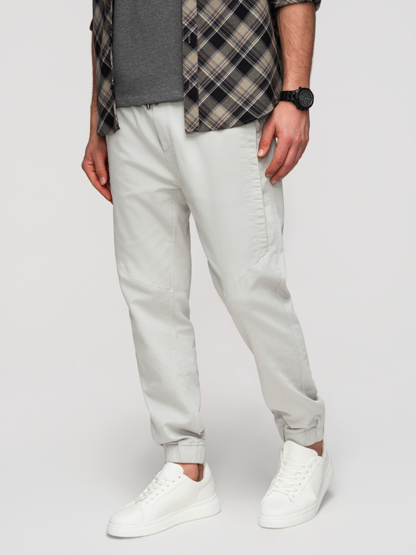 Ombre Clothing Muške pletene jogger hlače sa prošivanjem nogavica - svjetlosno sive V3 P1521 Ombre Clothing