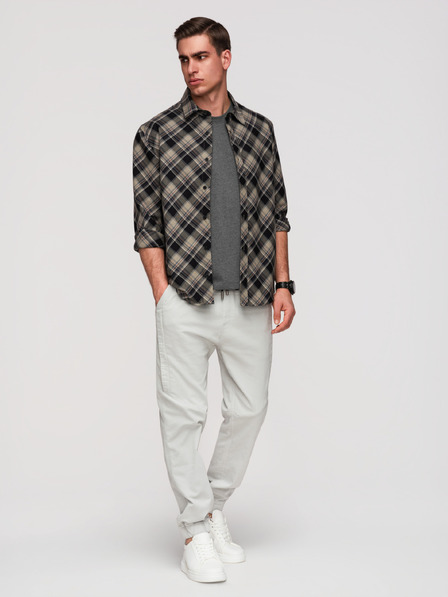 Ombre Clothing Muške pletene jogger hlače sa prošivanjem nogavica - svjetlosno sive V3 P1521 Ombre Clothing