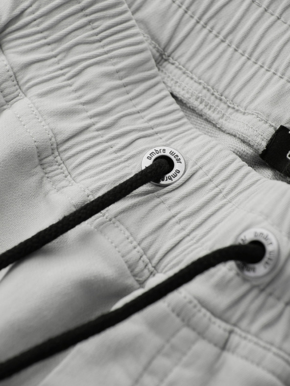 Ombre Clothing Muške pletene jogger hlače sa prošivanjem nogavica - svjetlosno sive V3 P1521 Ombre Clothing