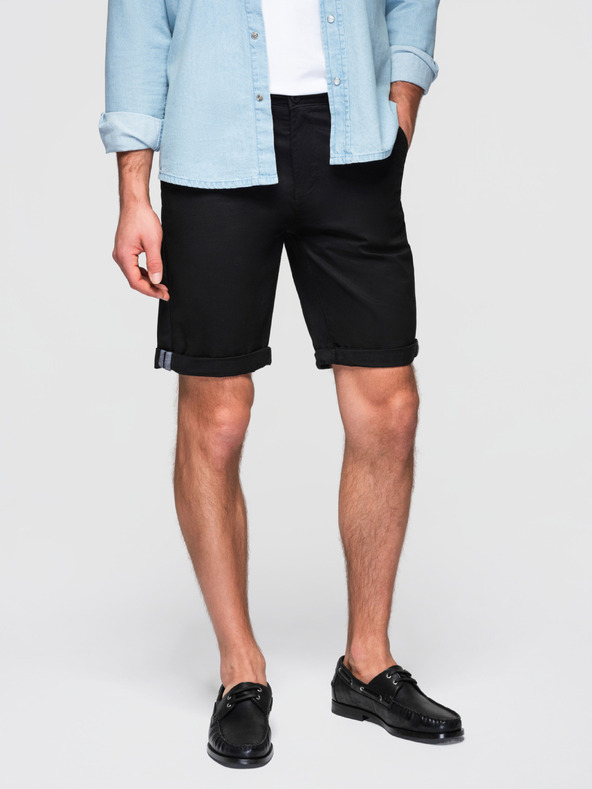 Ombre Clothing Muške klasične chino bermude sa savijenim nogavicama - crne V9 W532 Ombre Clothing