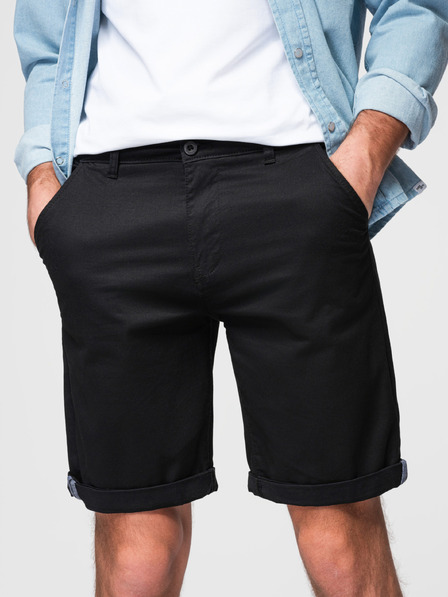 Ombre Clothing Muške klasične chino bermude sa savijenim nogavicama - crne V9 W532 Ombre Clothing