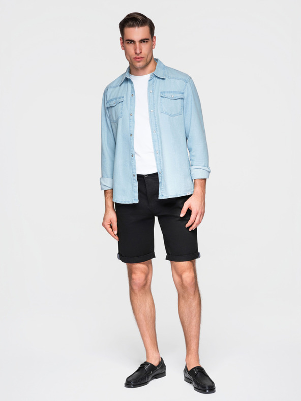 Ombre Clothing Muške klasične chino bermude sa savijenim nogavicama - crne V9 W532 Ombre Clothing