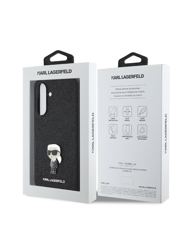Karl Lagerfeld Karl Lagerfeld Fixed Glitter Metal Ikonik Stražnja Zaštita za Samsung Galaxy A56 Black
