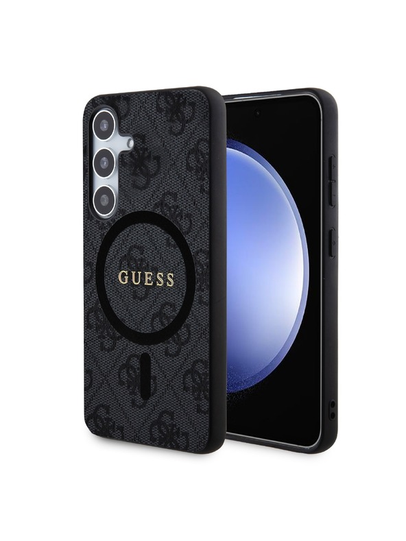 Guess Guess PU Leather 4G Colored Ring MagSafe Stražnja Zaštita za Samsung Galaxy S24 Black