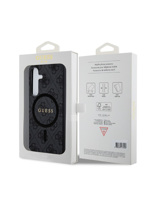Guess Guess PU Leather 4G Colored Ring MagSafe Stražnja Zaštita za Samsung Galaxy S24 Black