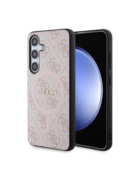 Guess Guess PU Leather 4G Colored Ring MagSafe Stražnja Zaštita za Samsung Galaxy S24 Pink
