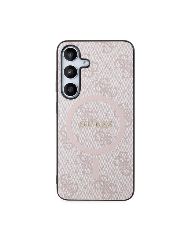 Guess Guess PU Leather 4G Colored Ring MagSafe Stražnja Zaštita za Samsung Galaxy S24 Pink