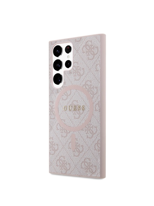 Guess Guess PU Leather 4G Colored Ring MagSafe Stražnja Zaštita za Samsung Galaxy S24 Ultra Pink