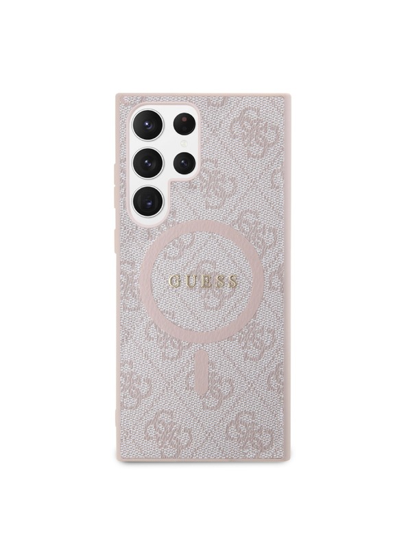 Guess Guess PU Leather 4G Colored Ring MagSafe Stražnja Zaštita za Samsung Galaxy S24 Ultra Pink