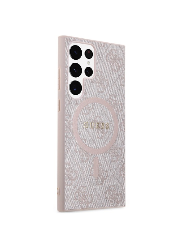 Guess Guess PU Leather 4G Colored Ring MagSafe Stražnja Zaštita za Samsung Galaxy S24 Ultra Pink