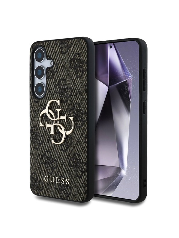 Guess Stražnja maska ​​Guess PU 4G s metalnim logotipom za Samsung Galaxy S25+ smeđa