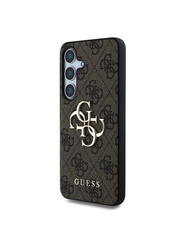 Guess Stražnja maska ​​Guess PU 4G s metalnim logotipom za Samsung Galaxy S25+ smeđa
