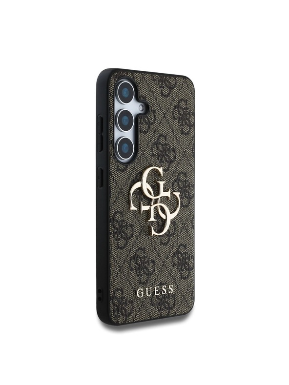 Guess Stražnja maska ​​Guess PU 4G s metalnim logotipom za Samsung Galaxy S25+ smeđa