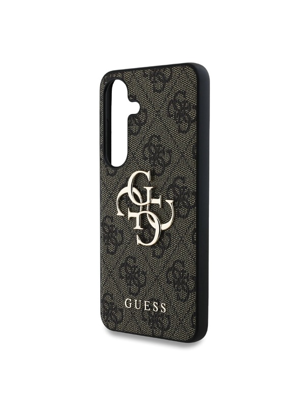 Guess Stražnja maska ​​Guess PU 4G s metalnim logotipom za Samsung Galaxy S25+ smeđa