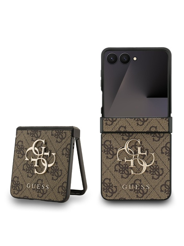 Guess Guess PU 4G Metal Logo Stražnja Zaštita za Samsung Galaxy Z Flip 7 Brown