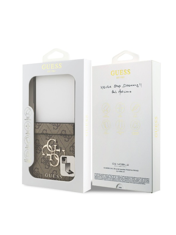 Guess Guess PU 4G Metal Logo Stražnja Zaštita za Samsung Galaxy Z Flip 7 Brown
