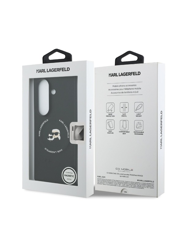 Karl Lagerfeld Karl Lagerfeld PU Karl and Choupette Heads Magnetna Stražnja Zaštita za Samsung Galaxy Z Fold 7 Black