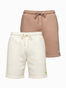 Ombre Clothing Komplet od dvije UNISEX kratke hlače s elastičnim pojasem - kremasto/svjetlosmeđa V2 Z129 Ombre Clothing