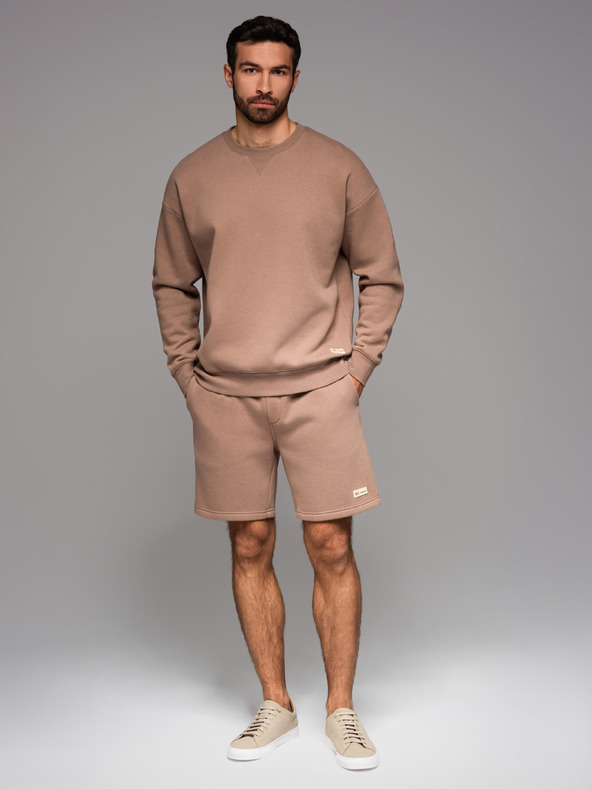 Ombre Clothing Komplet od dvije UNISEX kratke hlače s elastičnim pojasem - kremasto/svjetlosmeđa V2 Z129 Ombre Clothing