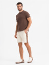 Ombre Clothing Komplet od dvije muške sportske kratke hlače s prugama - kremasta/maslinasta V2 Z128 Ombre Clothing