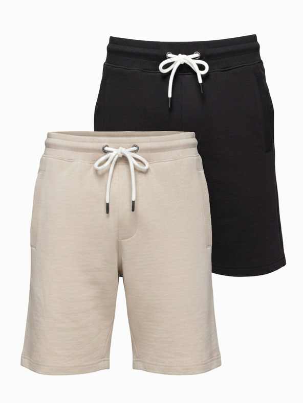 Ombre Clothing Komplet od dvije muške osnovne sportske kratke hlače - crno-bežu V1 Z124 Ombre Clothing