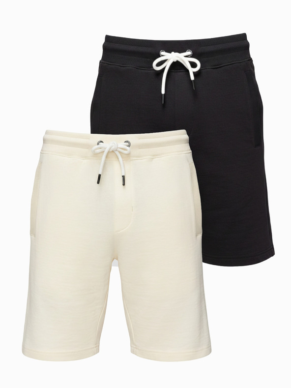Ombre Clothing Komplet od dvije muške osnovne sportske kratke hlače - crna/kremasta V2 Z124 Ombre Clothing