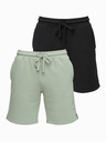 Ombre Clothing Komplet od dvije muške sportske kratke hlače od frotira regular fit - crna/svjetlozalena V1 Z125 Ombre Clothing