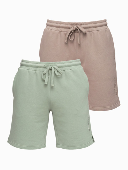 Ombre Clothing Komplet od dvije muške sportske kratke hlače regular fit od french terry tkanine - bežu/svjetlozalena V2 Z125 Ombre Clothing