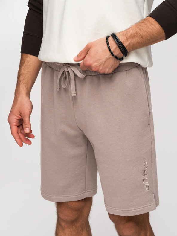 Ombre Clothing Komplet od dvije muške sportske kratke hlače regular fit od french terry tkanine - bežu/svjetlozalena V2 Z125 Ombre Clothing