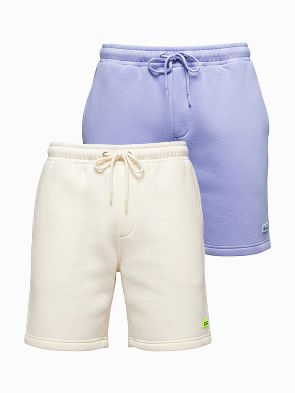 Ombre Clothing Komplet od dvije UNISEX kratke hlače s elastičnim pojasem - kremasta/svjetljikasta V1 Z129 Ombre Clothing