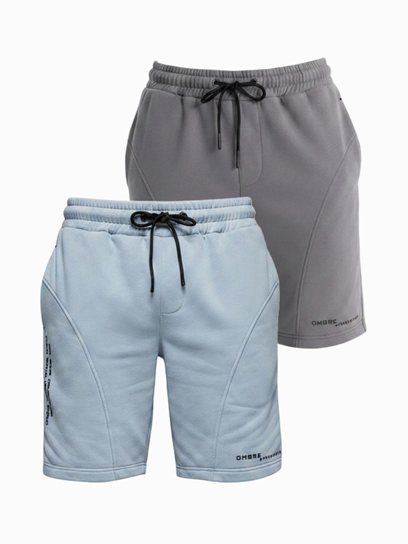 Ombre Clothing Komplet od dvije muške sportske kratke hlače s printom - svjetloplava/siva V2 Z127 Ombre Clothing