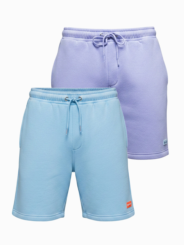 Ombre Clothing Komplet od dvije UNISEX kratke hlače s elastičnim pojasem - svjetloplava/svjetljikasta V2 Z129 Ombre Clothing