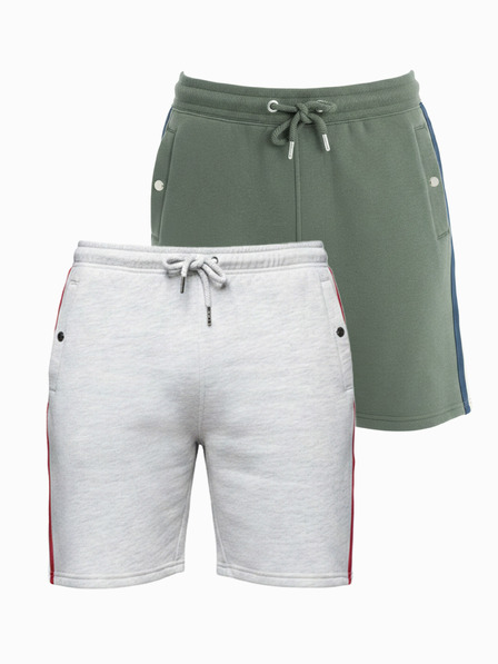 Ombre Clothing Komplet od dvije muške sportske kratke hlače s prugama - siva melanž/maslinasta V1 Z128 Ombre Clothing