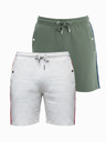 Ombre Clothing Komplet od dvije muške sportske kratke hlače s prugama - siva melanž/maslinasta V1 Z128 Ombre Clothing