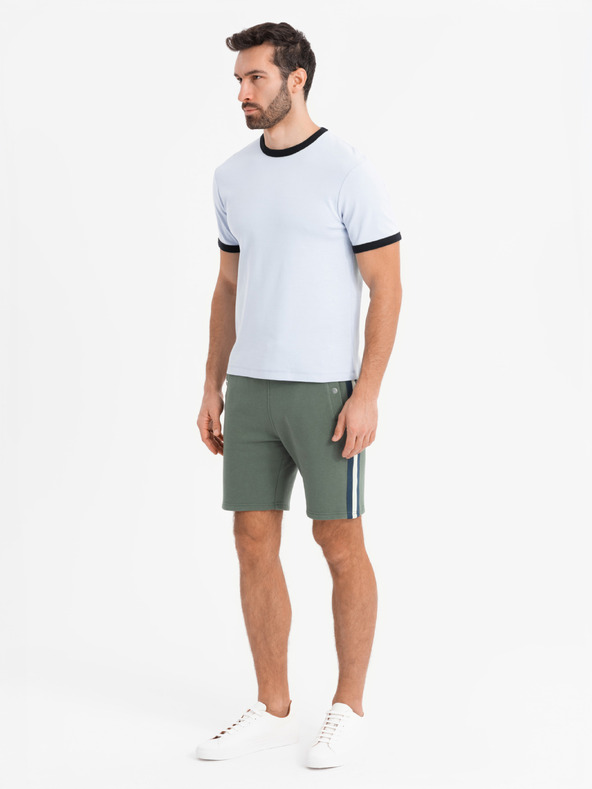 Ombre Clothing Komplet od dvije muške sportske kratke hlače s prugama - siva melanž/maslinasta V1 Z128 Ombre Clothing