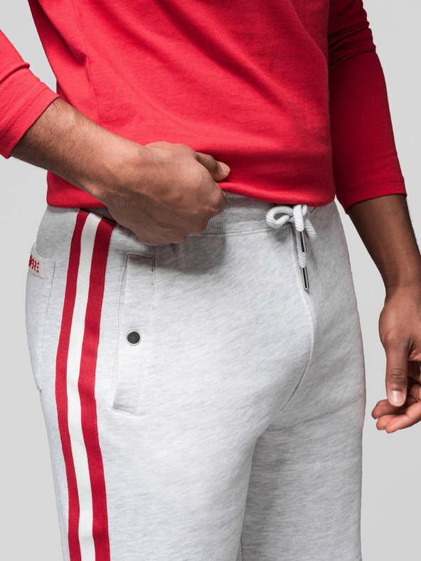Ombre Clothing Komplet od dvije muške sportske kratke hlače s prugama - siva melanž/maslinasta V1 Z128 Ombre Clothing
