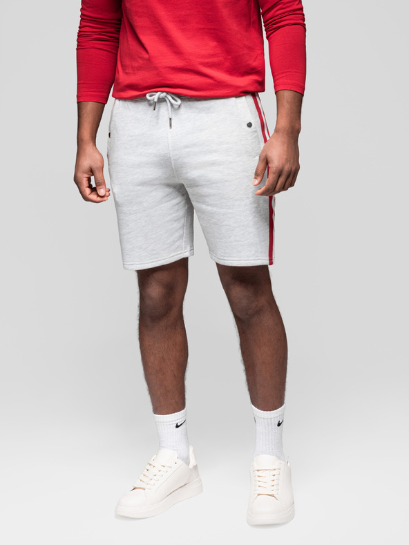 Ombre Clothing Komplet od dvije muške sportske kratke hlače s prugama - siva melanž/maslinasta V1 Z128 Ombre Clothing