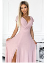 numoco Svjetlucava duga haljina s dekolteom - prljavo roza Numoco CRYSTAL