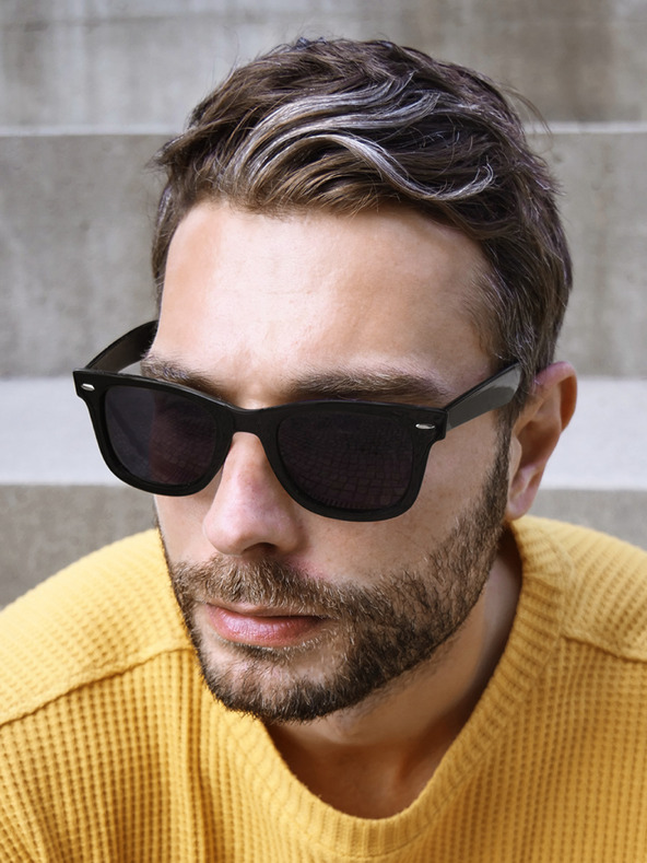 VEYREY VeyRey sunčane naočale Polarized Glossy Nerd Black s crnim staklima