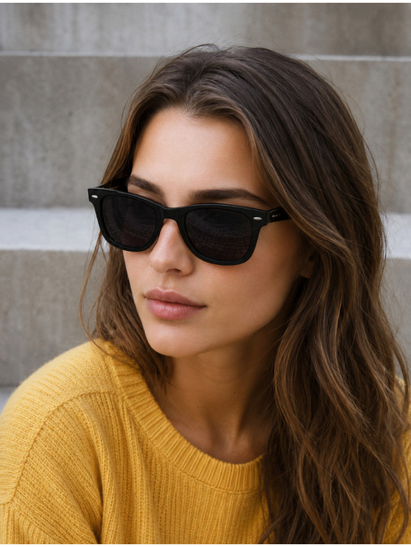 VEYREY VeyRey sunčane naočale Polarized Glossy Nerd Black s crnim staklima