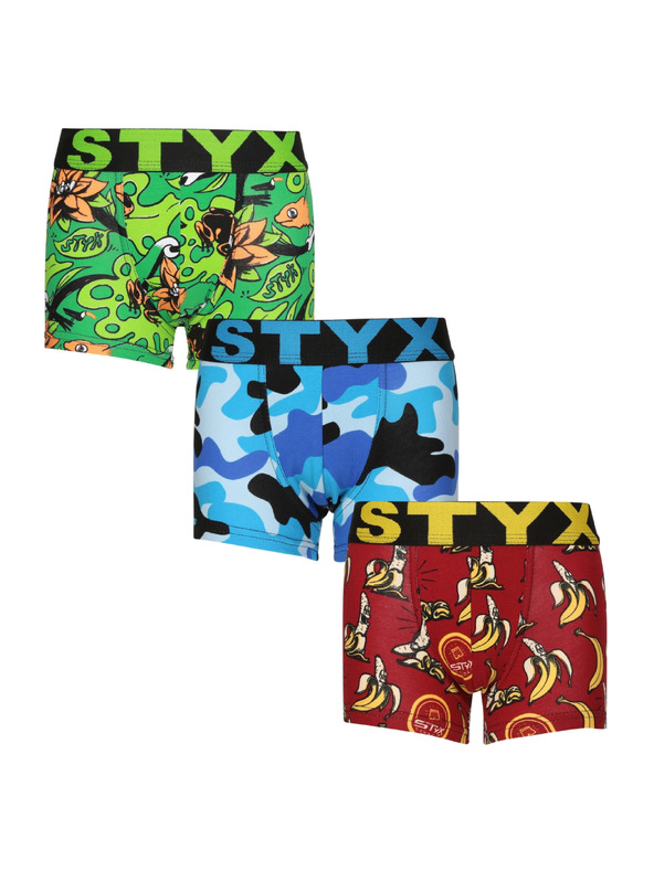 Styx Set od tri - dječji bokserski šorc Styx art sportski elastičan šarene