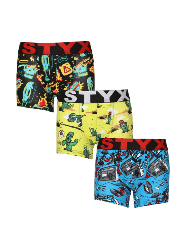 Styx Set od tri - dječji bokserski šorc Styx art sportski elastičan šarene
