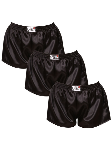 Styx Set od tri - ženske bokserice Styx klasični elastičan pojas satenske crne