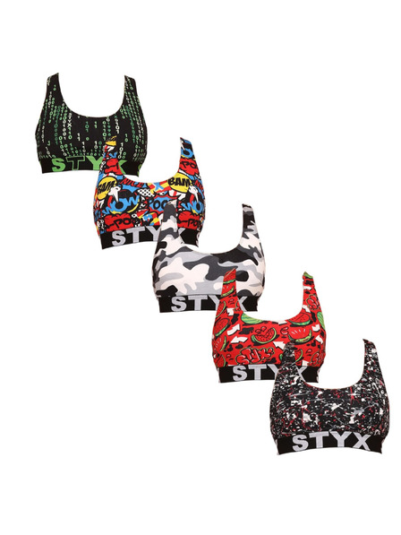 Styx Set od pet - ženski grudnjak Styx sport art šareni