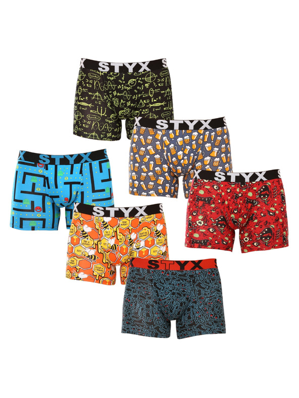Styx Komplet od šest - muške boxer gaćice Styx long art sportska guma višebojne