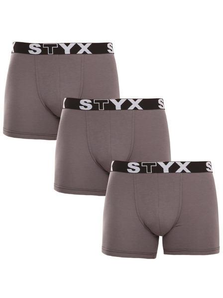 Styx Kompletan od tri - muške boksarice Styx long sportski elastičan pojas tamno sive