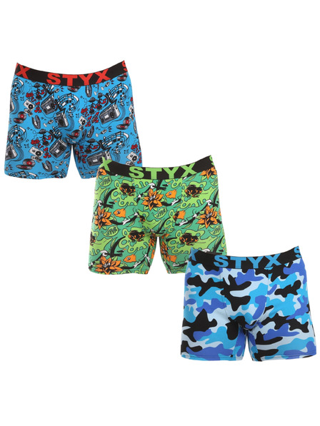 Styx Komplet od tri - muške boxer gaćice Styx long art sportska guma višebojne